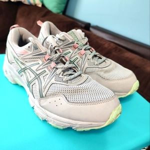 Women's Grey Pink and pale green Asics running Sneakers
